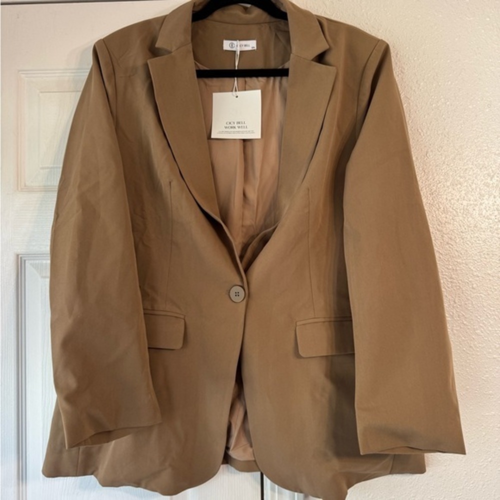 Cicy Bell single button dark khaki blazer jacket. 2XL